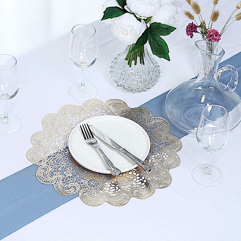 6 Round 15-Inch wide Romantic Floral Lace Vinyl Placemats Doilies Wedding Sale - Picture 13 of 26