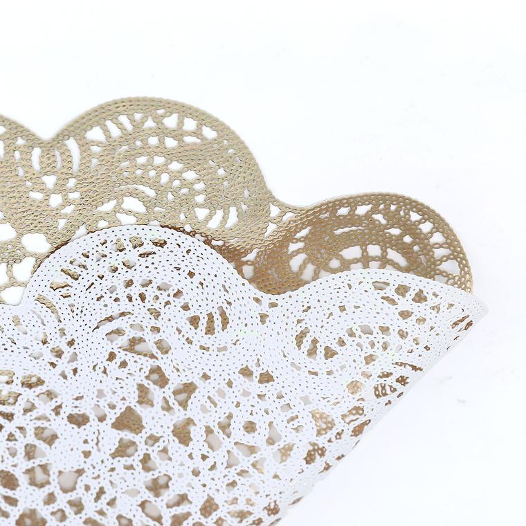 6 Round 15-Inch wide Romantic Floral Lace Vinyl Placemats Doilies Wedding Sale - Picture 18 of 26