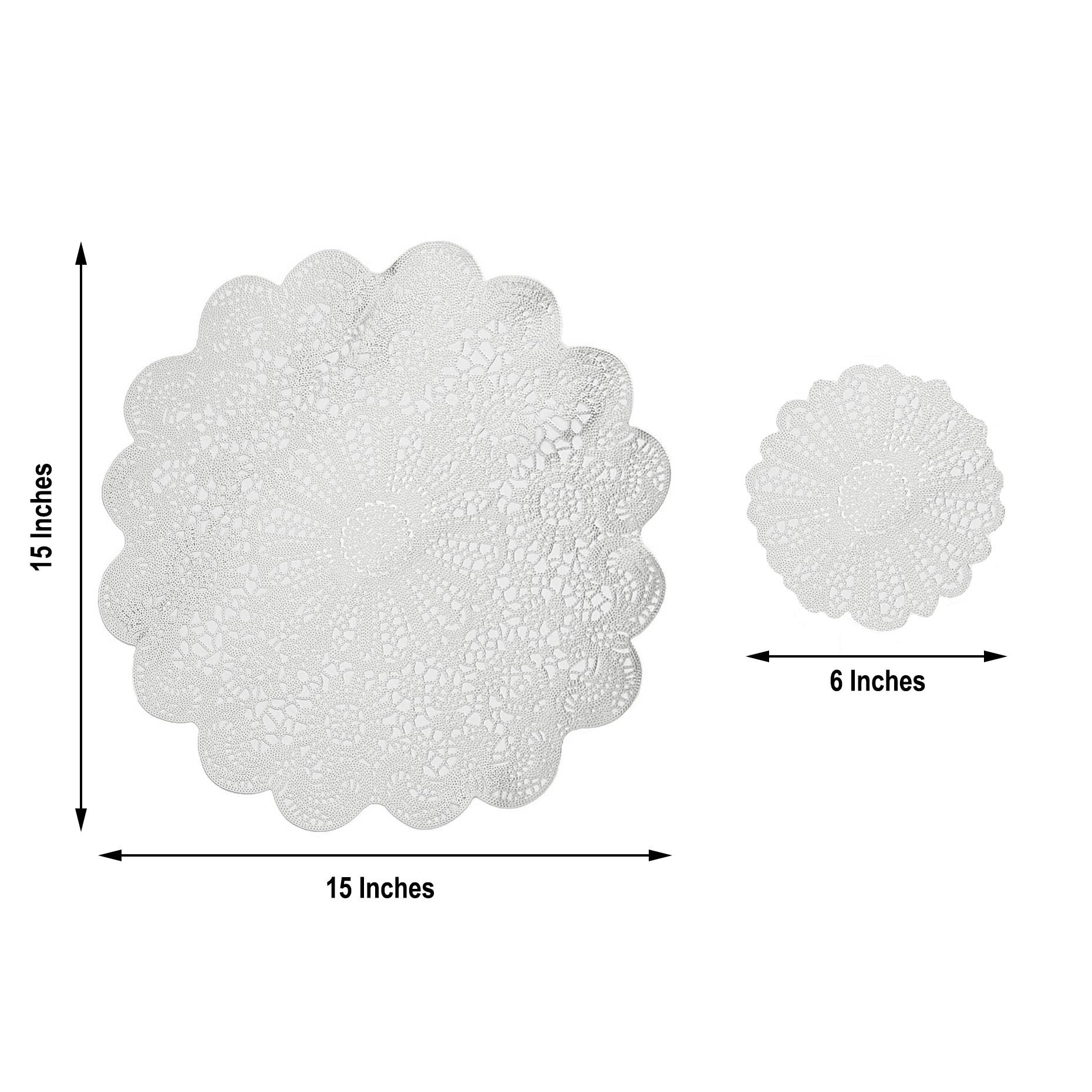 6 Round 15-Inch wide Romantic Floral Lace Vinyl Placemats Doilies Wedding Sale - Picture 24 of 26