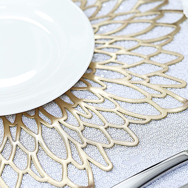 6 Round 15Inch wide Dahlia Floral Vinyl Placemats Wedding Home