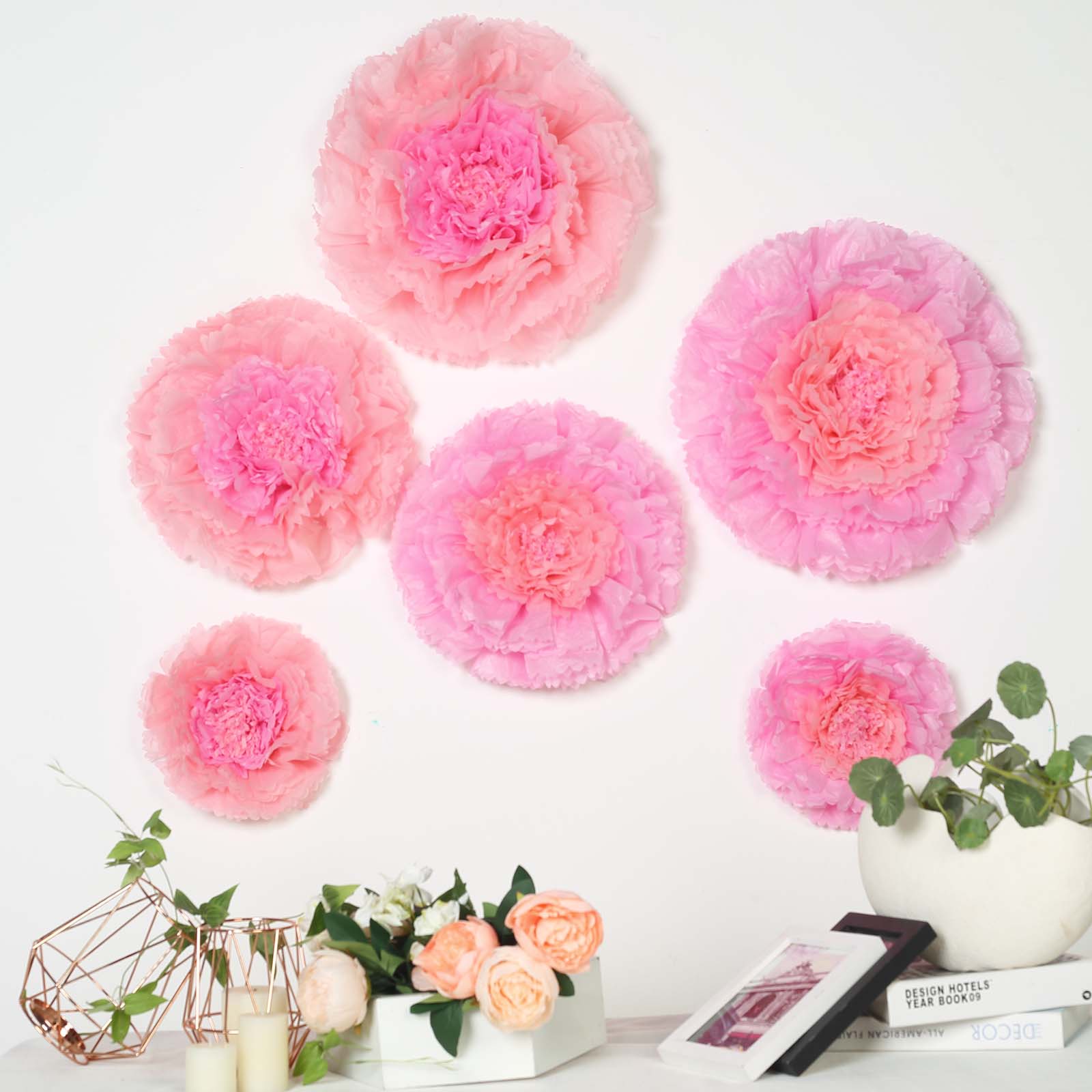 12 16 20 in Papel de tela claveles flores fondo de pared decoraciones de fiesta - Imagen 13 de 63