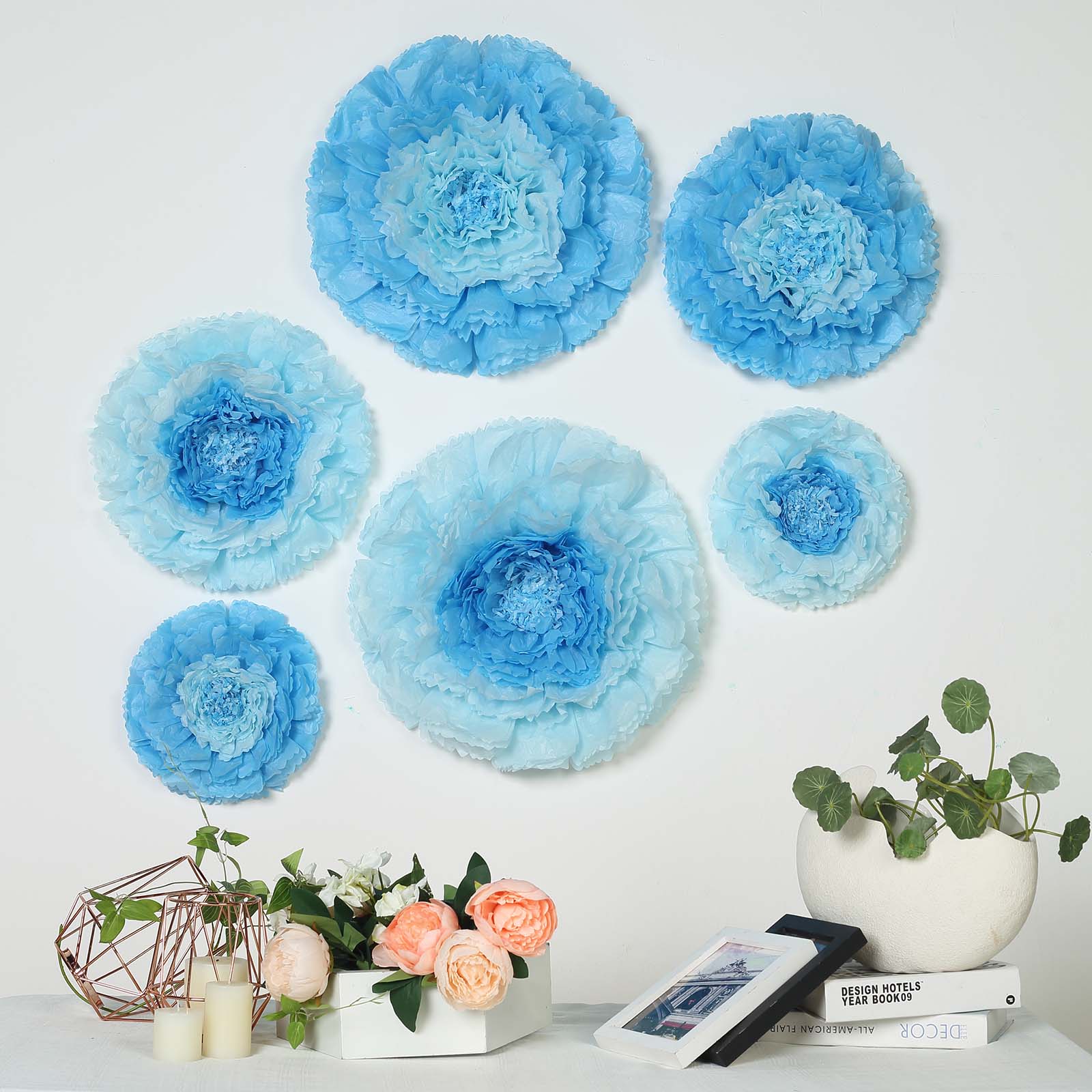 12 16 20 in Papel de tela claveles flores fondo de pared decoraciones de fiesta - Imagen 8 de 63