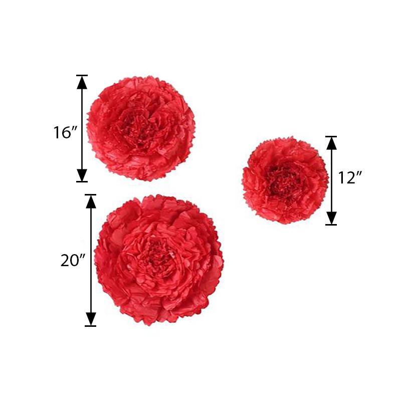 12 16 20 in Papel de tela claveles flores fondo de pared decoraciones de fiesta - Imagen 53 de 63