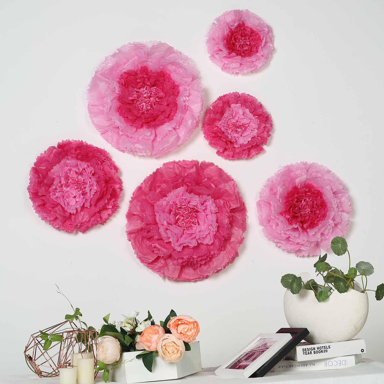 7 9 11 in Papel Tejido Claveles Flores Fondo de Pared Evento Fiesta Decoraciones - Imagen 55 de 60