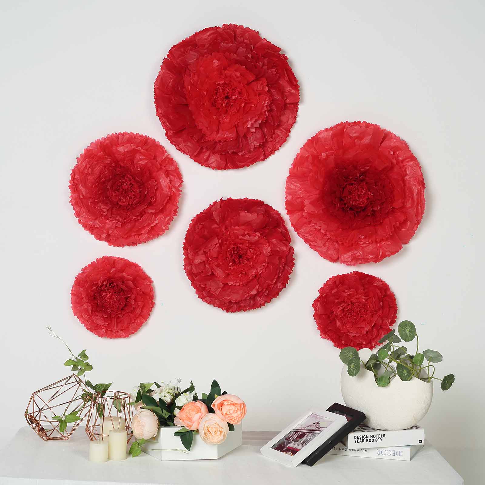 12 16 20 in Papel de tela claveles flores fondo de pared decoraciones de fiesta - Imagen 49 de 63