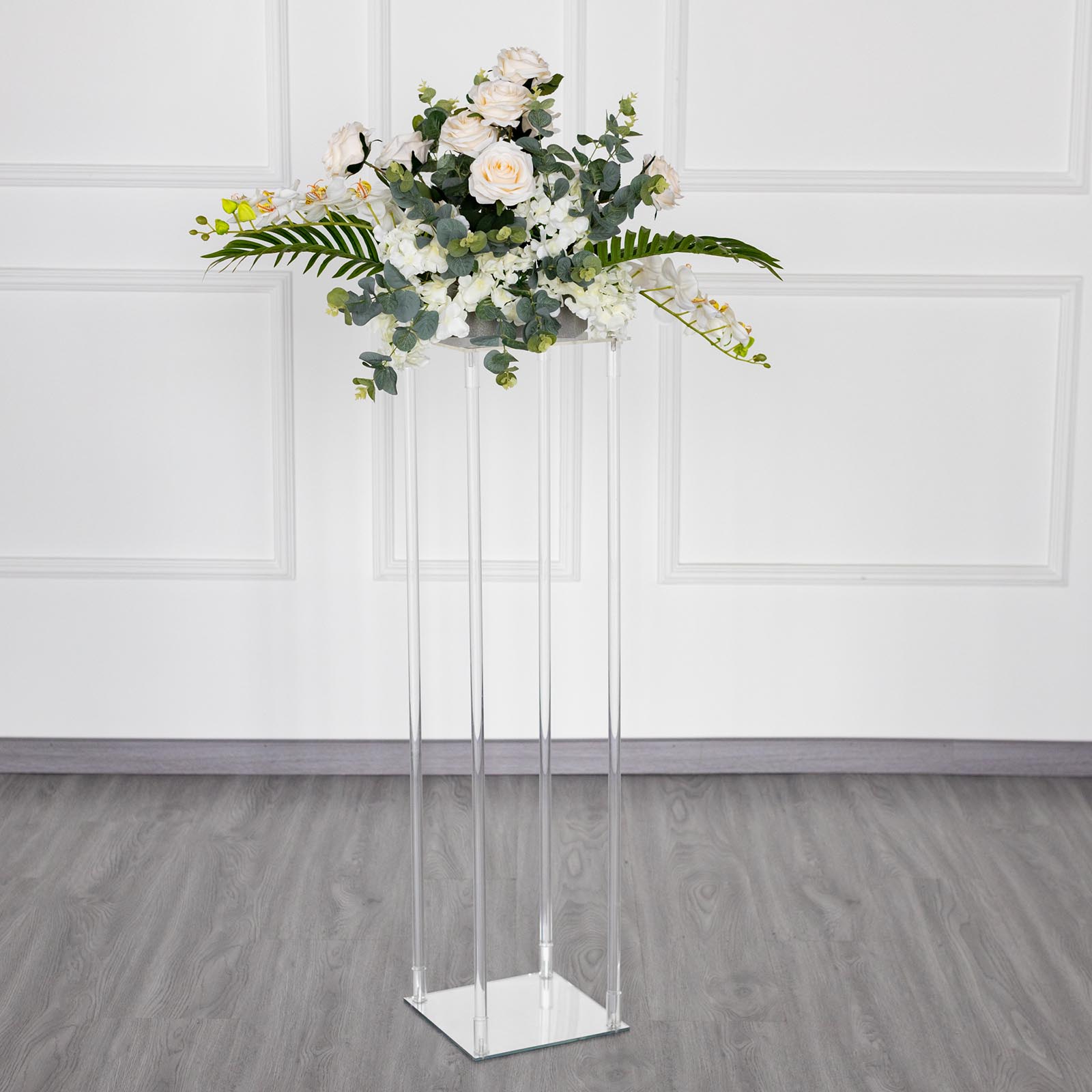 Clear Crystal Rectangular Stand Flower Vase Column Wedding Home Decorations Sale