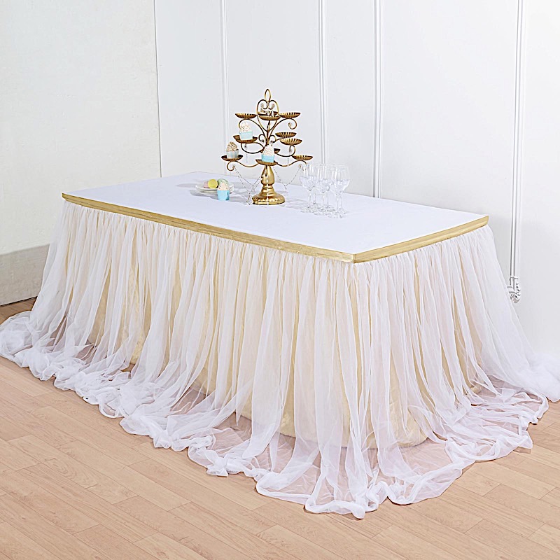 Tulle Satin TABLE SKIRT 2Layer Party Linens Wedding Dining Catering Decorations eBay