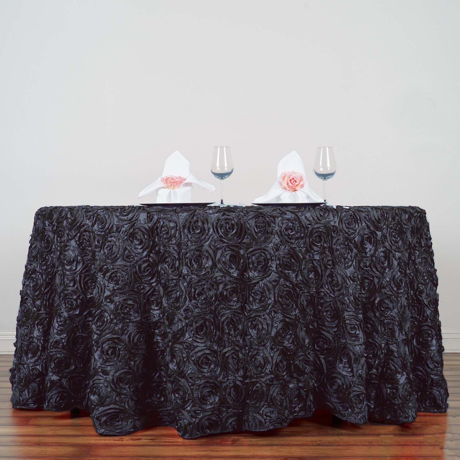 120-Inch ROUND Satin Ribbon Roses Tablecloth Decoration Dinner Wedding Linens - Picture 14 of 118