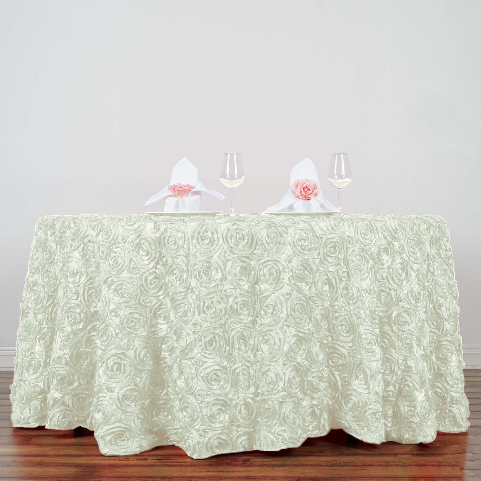 120-Inch ROUND Satin Ribbon Roses Tablecloth Decoration Dinner Wedding Linens - Picture 67 of 118