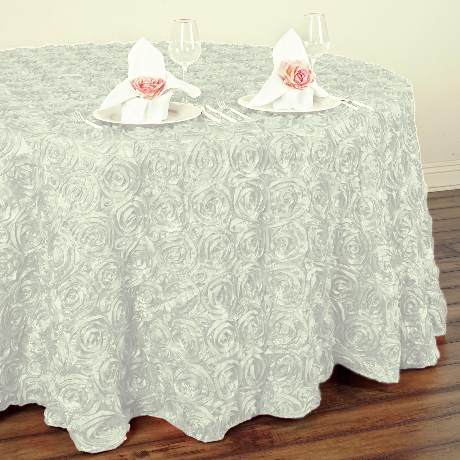120-Inch ROUND Satin Ribbon Roses Tablecloth Decoration Dinner Wedding Linens - Picture 68 of 118