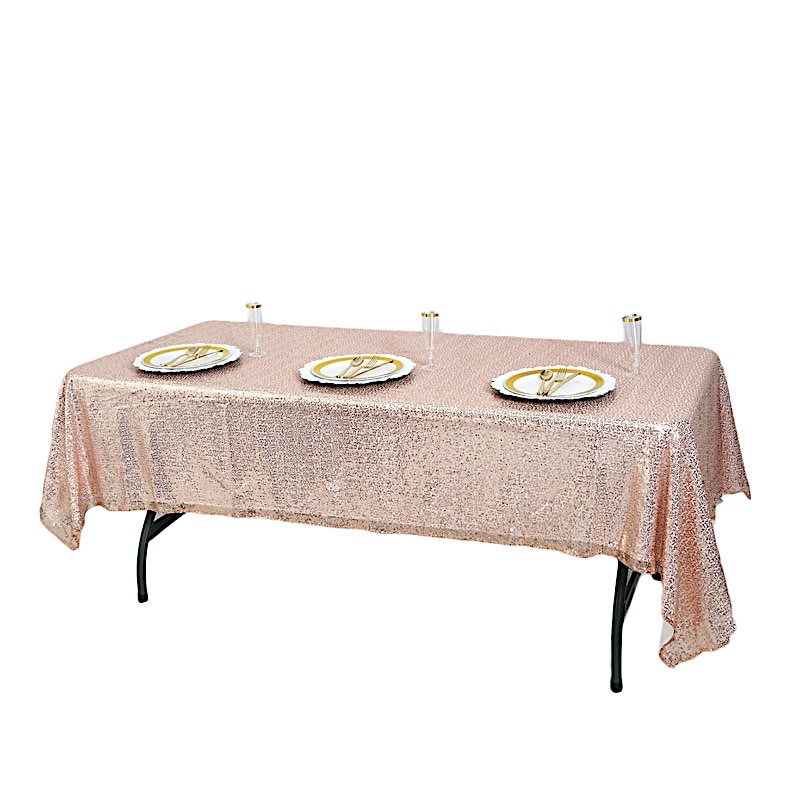 60" x 102" Sequin RECTANGULAR Tablecloth Dinner Wedding Linens Party Decorations - Picture 15 of 54