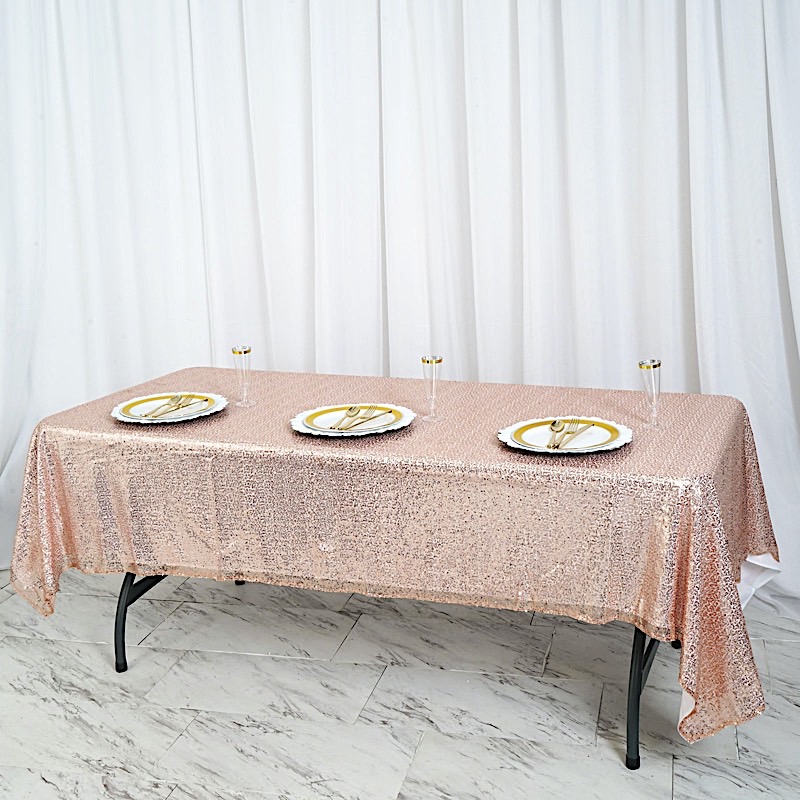 60" x 102" Sequin RECTANGULAR Tablecloth Dinner Wedding Linens Party Decorations - Picture 11 of 54