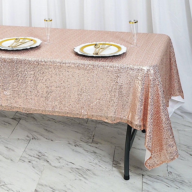 60" x 102" Sequin RECTANGULAR Tablecloth Dinner Wedding Linens Party Decorations - Picture 16 of 54