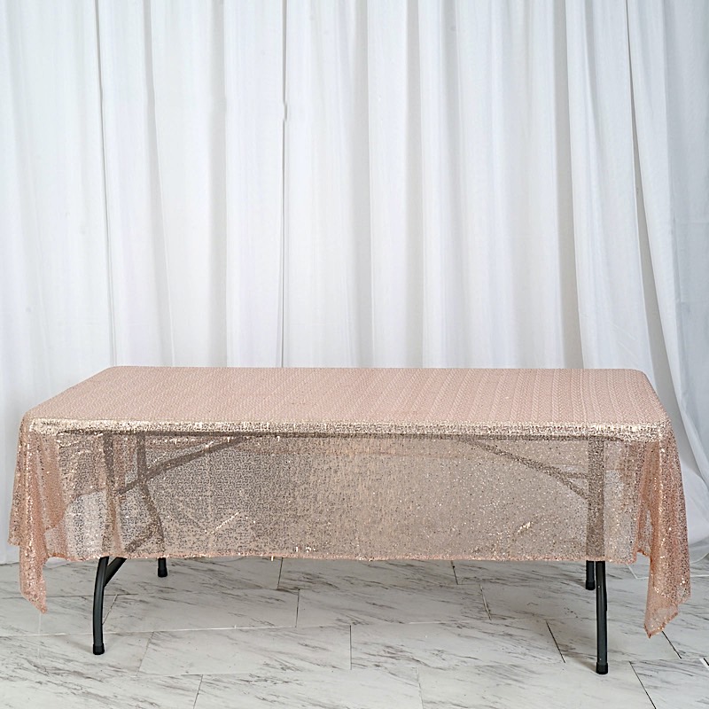 60" x 102" Sequin RECTANGULAR Tablecloth Dinner Wedding Linens Party Decorations - Picture 14 of 54
