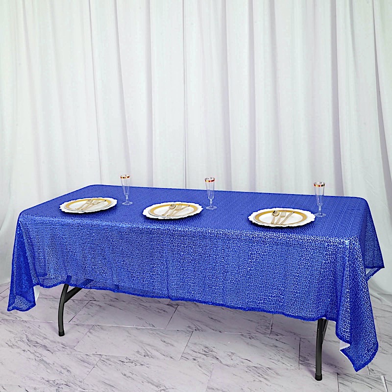 60" x 102" Sequin RECTANGULAR Tablecloth Dinner Wedding Linens Party Decorations - Picture 42 of 54