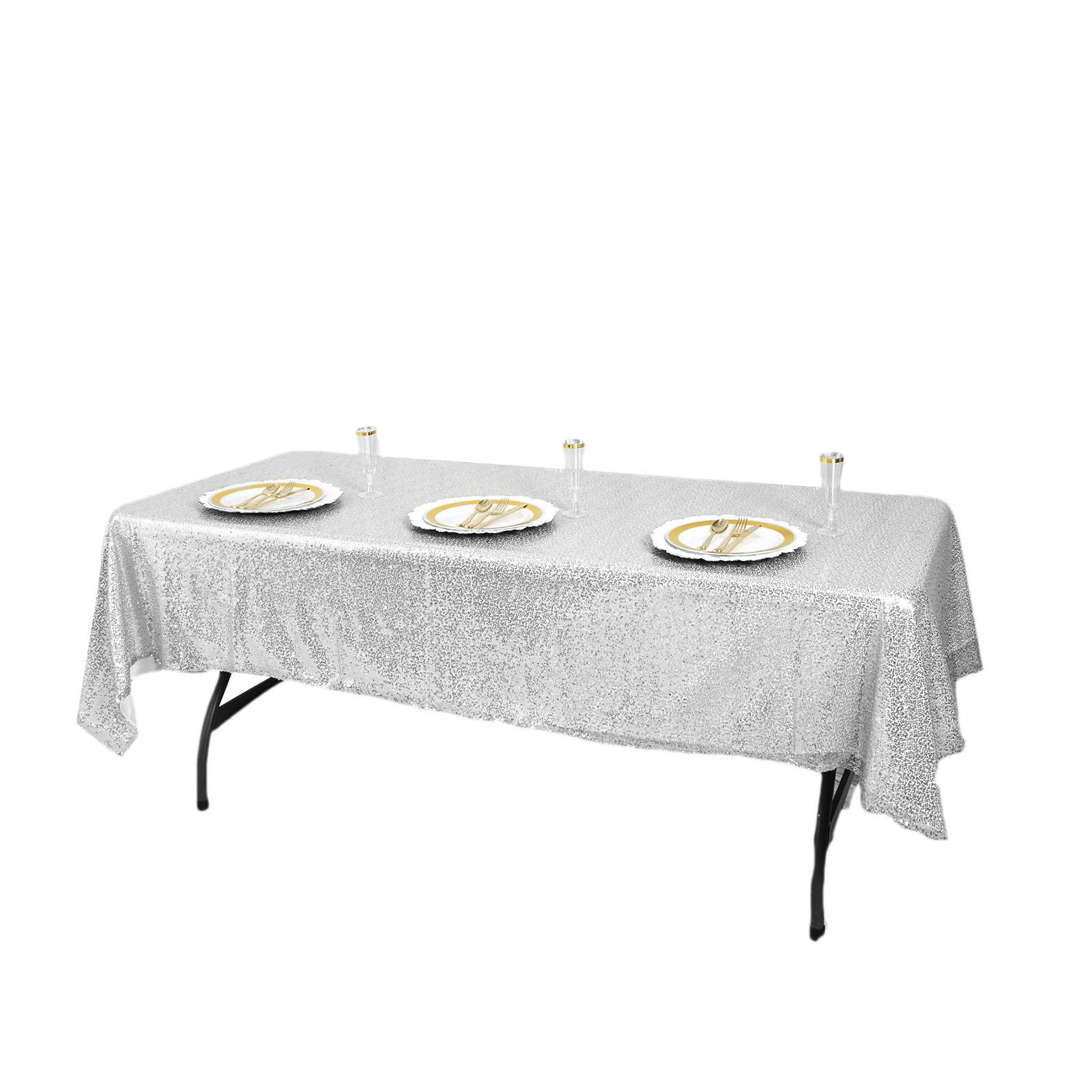 60" x 102" Sequin RECTANGULAR Tablecloth Dinner Wedding Linens Party Decorations - Picture 49 of 54