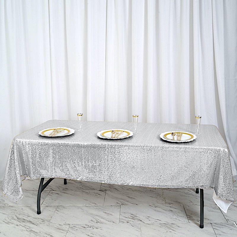60" x 102" Sequin RECTANGULAR Tablecloth Dinner Wedding Linens Party Decorations - Picture 51 of 54