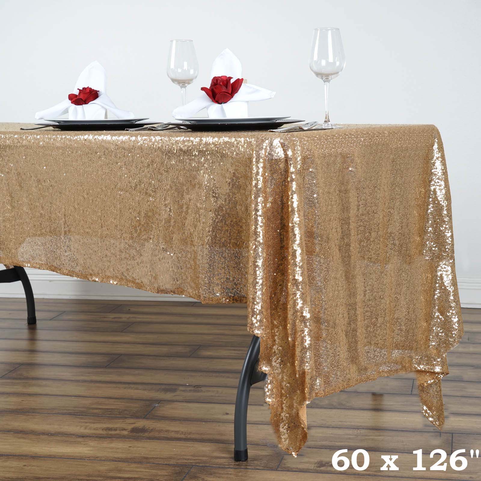 60" x 126" Sequin RECTANGULAR Tablecloth Dinner Wedding Linens Party Decorations - Picture 18 of 34