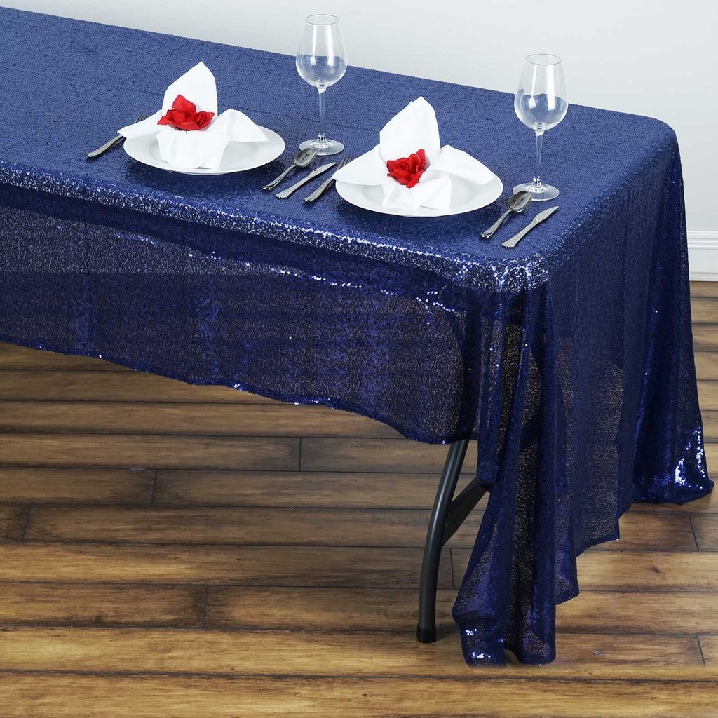 60" x 126" Sequin RECTANGULAR Tablecloth Dinner Wedding Linens Party Decorations - Picture 25 of 34