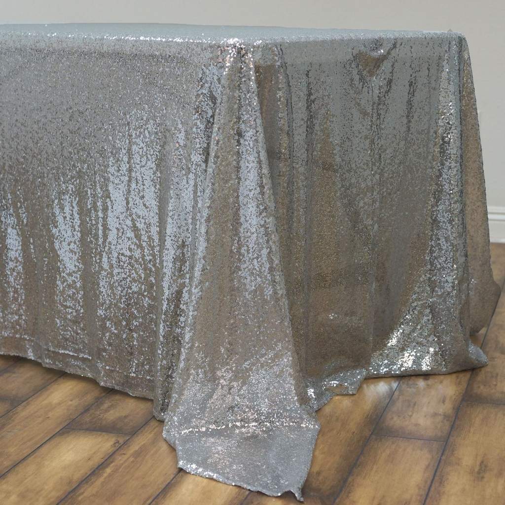 60" x 126" Sequin RECTANGULAR Tablecloth Dinner Wedding Linens Party Decorations - Picture 34 of 34
