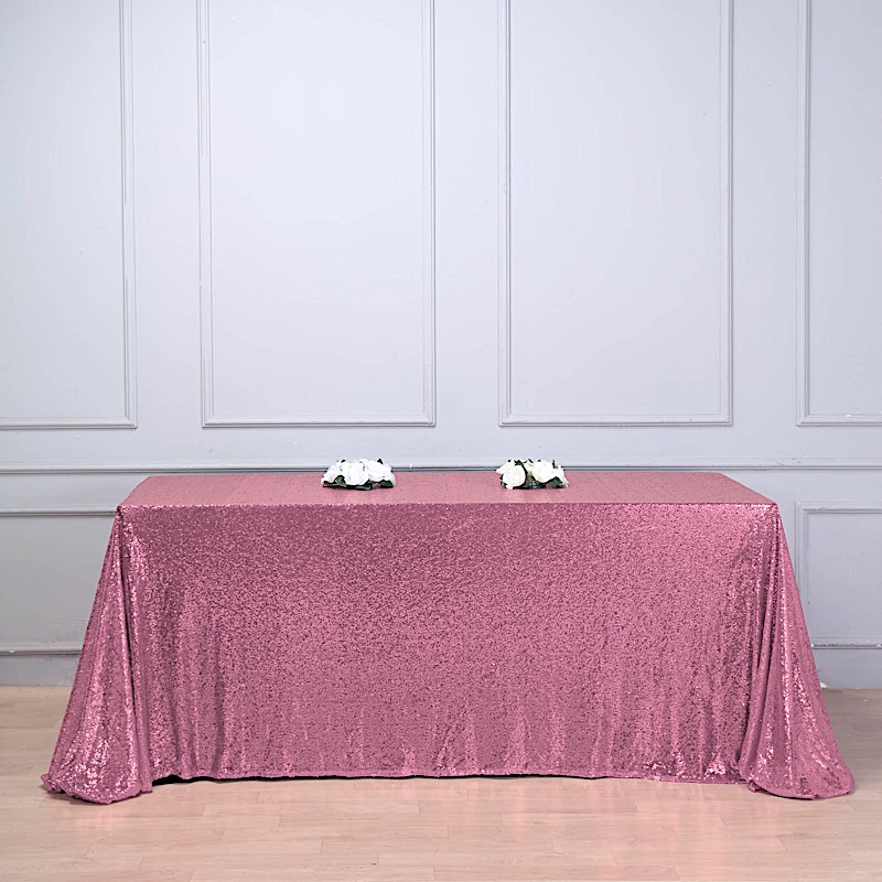 90" x 156" Sequin RECTANGULAR Tablecloth Dinner Wedding Linens Party Decorations - Picture 52 of 93