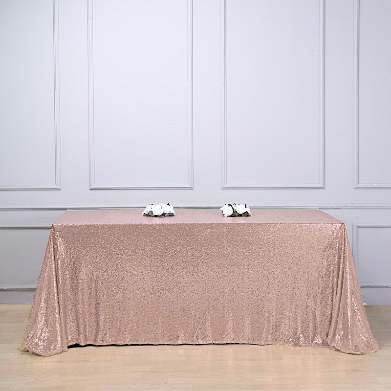 90" x 156" Sequin RECTANGULAR Tablecloth Dinner Wedding Linens Party Decorations - Picture 17 of 93