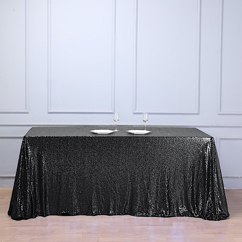 90" x 156" Sequin RECTANGULAR Tablecloth Dinner Wedding Linens Party Decorations - Picture 10 of 93