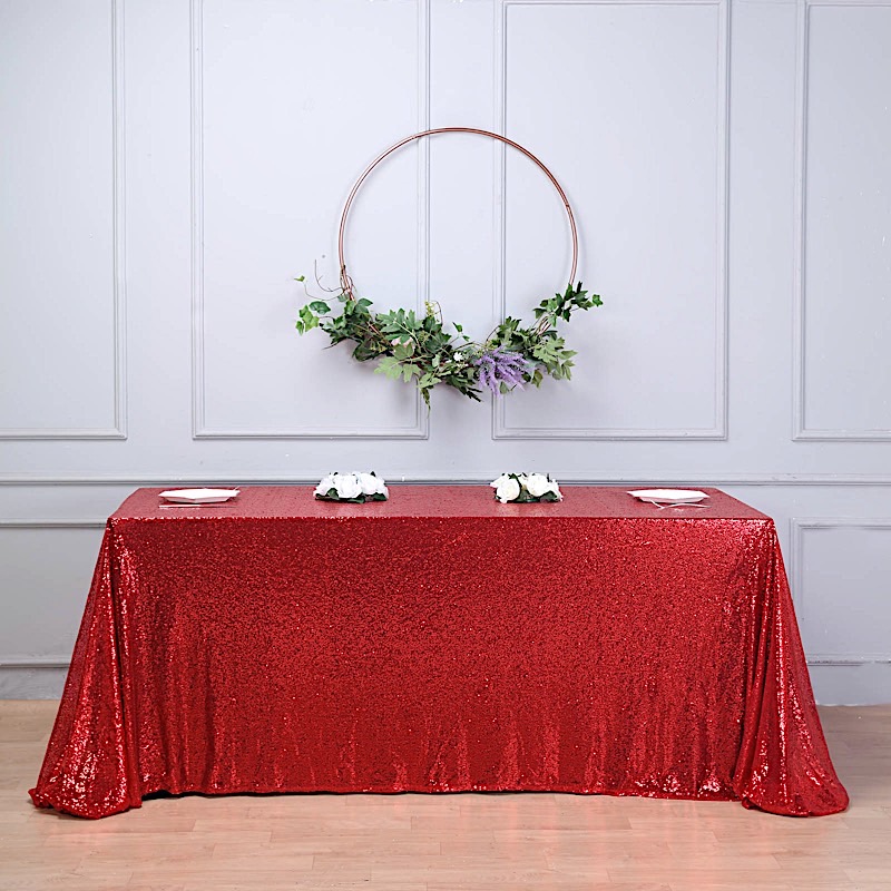 90" x 156" Sequin RECTANGULAR Tablecloth Dinner Wedding Linens Party Decorations - Picture 72 of 93