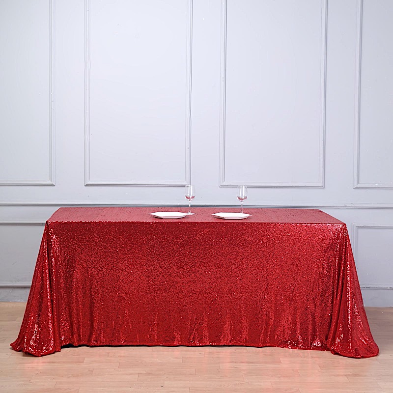 90" x 156" Sequin RECTANGULAR Tablecloth Dinner Wedding Linens Party Decorations - Picture 69 of 93