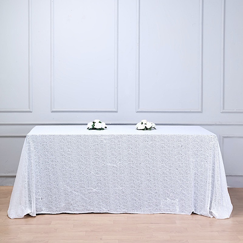 90" x 156" Sequin RECTANGULAR Tablecloth Dinner Wedding Linens Party Decorations - Picture 90 of 93
