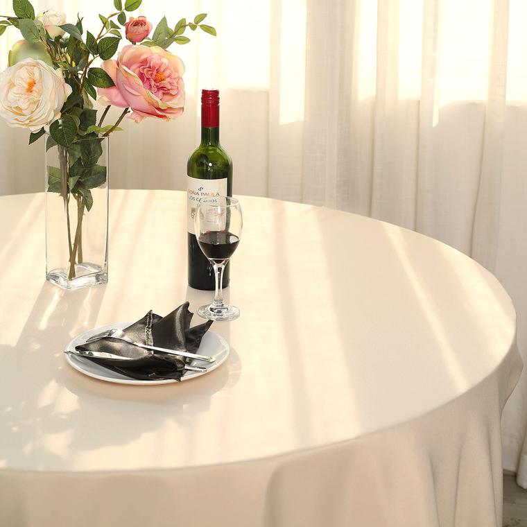 132-Inch Polyester Round Tablecloth Decoration Supplies Dinner Wedding Linens - Picture 16 of 228