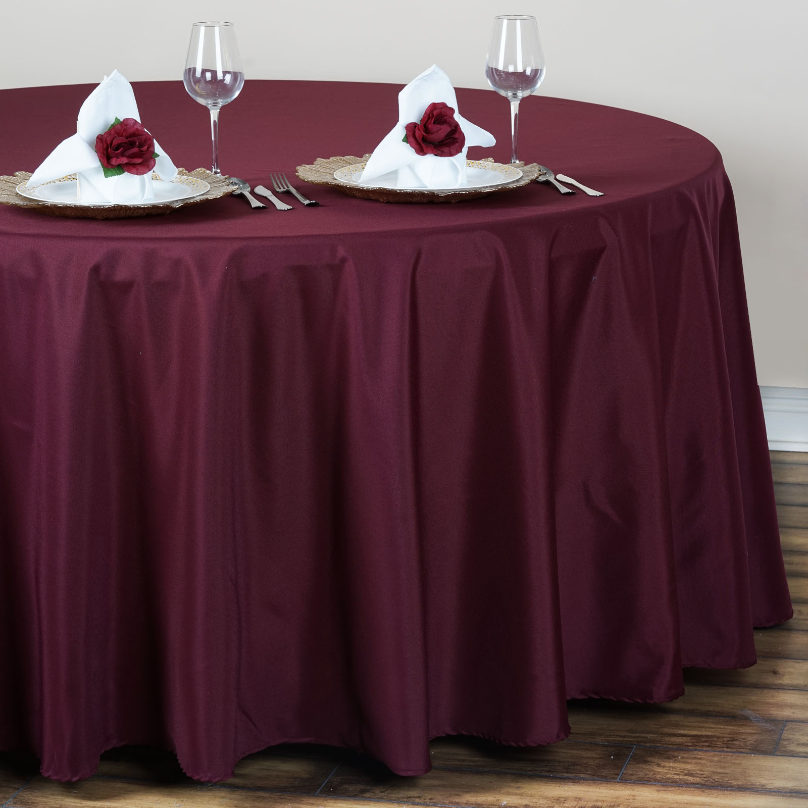 132-Inch Polyester Round Tablecloth Decoration Supplies Dinner Wedding Linens - Picture 32 of 228