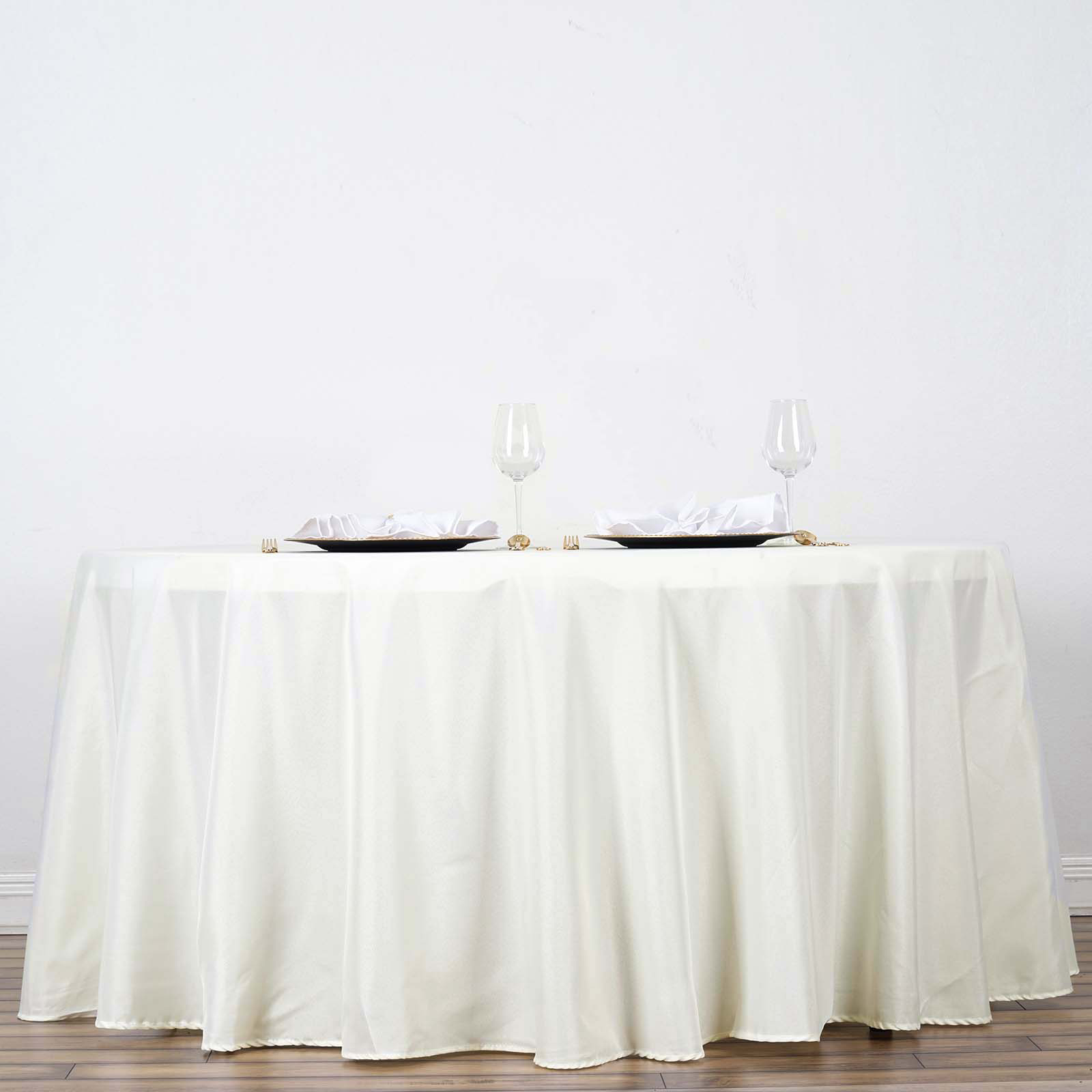132-Inch Polyester Round Tablecloth Decoration Supplies Dinner Wedding Linens - Picture 111 of 228
