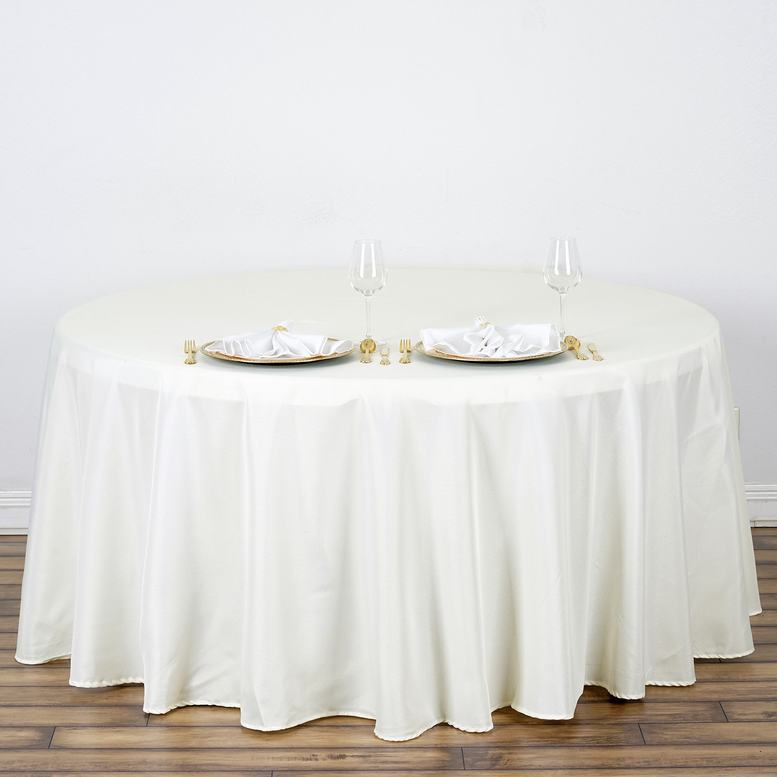 132-Inch Polyester Round Tablecloth Decoration Supplies Dinner Wedding Linens - Picture 112 of 228