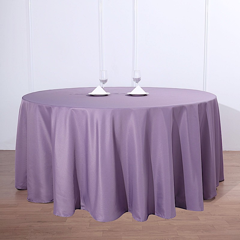 132-Inch Polyester Round Tablecloth Decoration Supplies Dinner Wedding Linens - Picture 4 of 228