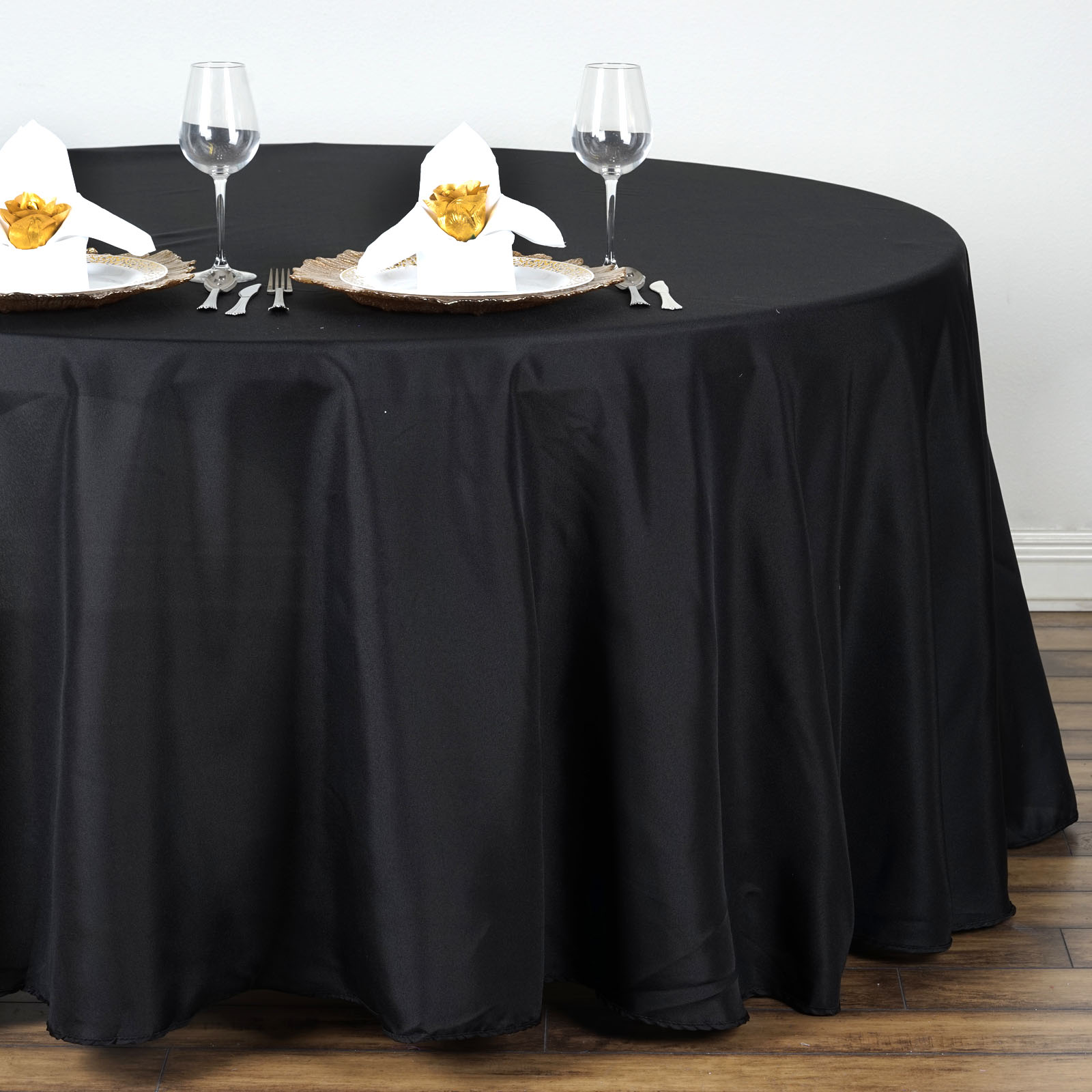 132-Inch Polyester Round Tablecloth Decoration Supplies Dinner Wedding Linens - Picture 19 of 228