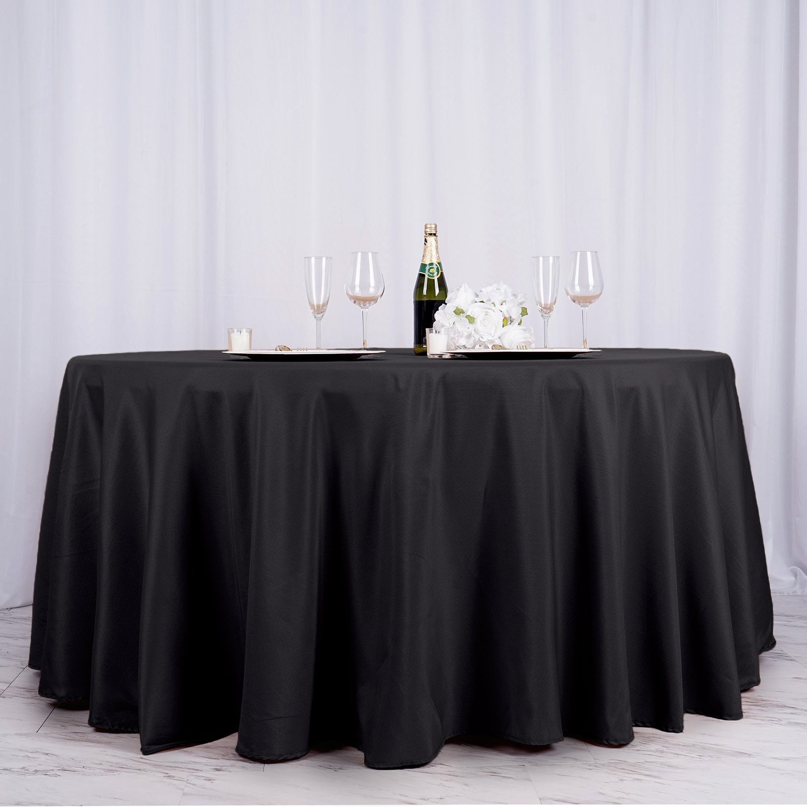 132-Inch Polyester Round Tablecloth Decoration Supplies Dinner Wedding Linens - Picture 23 of 228