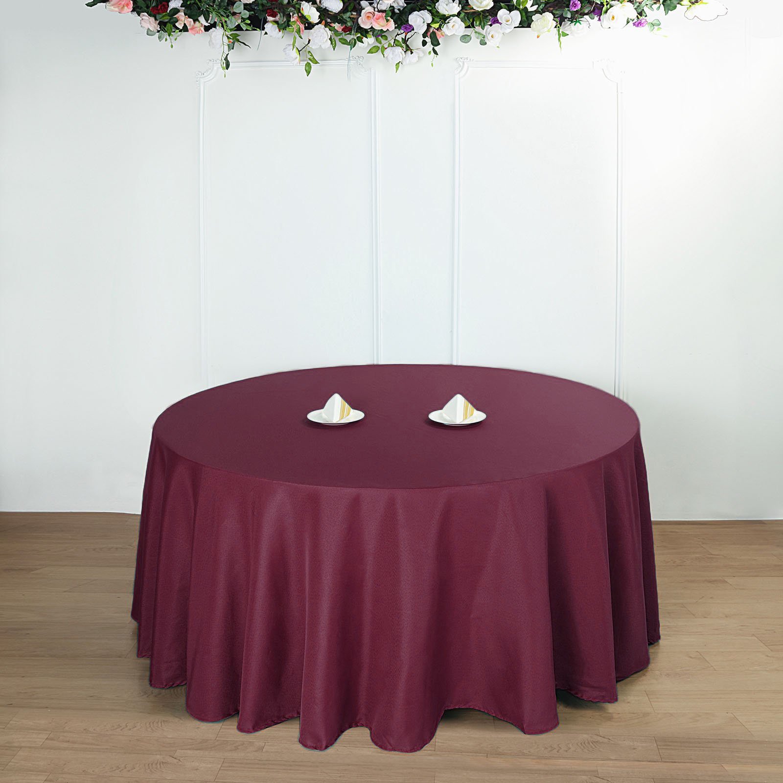 132-Inch Polyester Round Tablecloth Decoration Supplies Dinner Wedding Linens - Picture 36 of 228