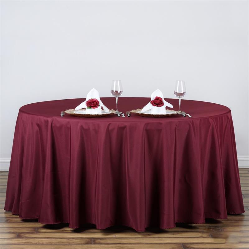 132-Inch Polyester Round Tablecloth Decoration Supplies Dinner Wedding Linens - Picture 37 of 228