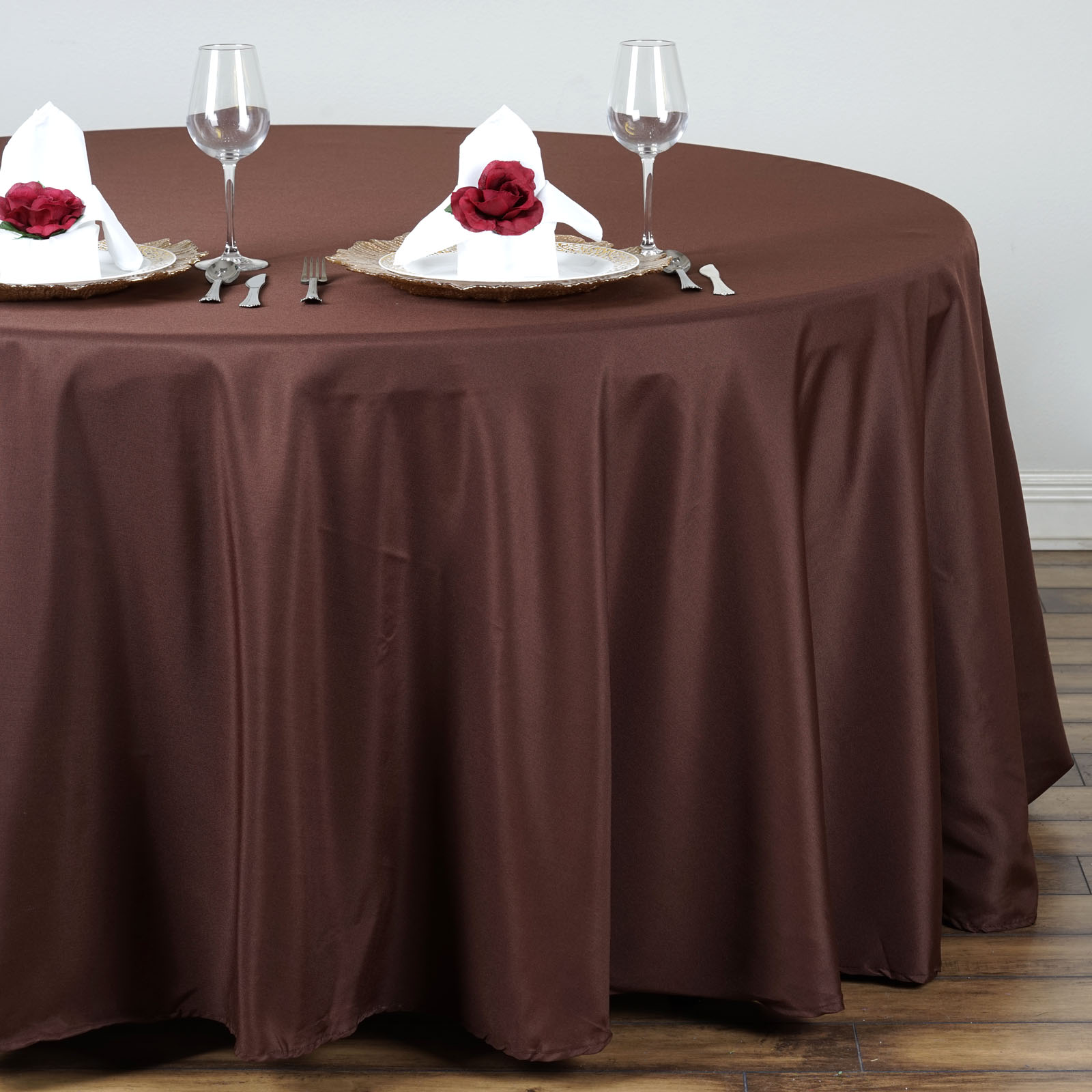 132-Inch Polyester Round Tablecloth Decoration Supplies Dinner Wedding Linens - Picture 48 of 228