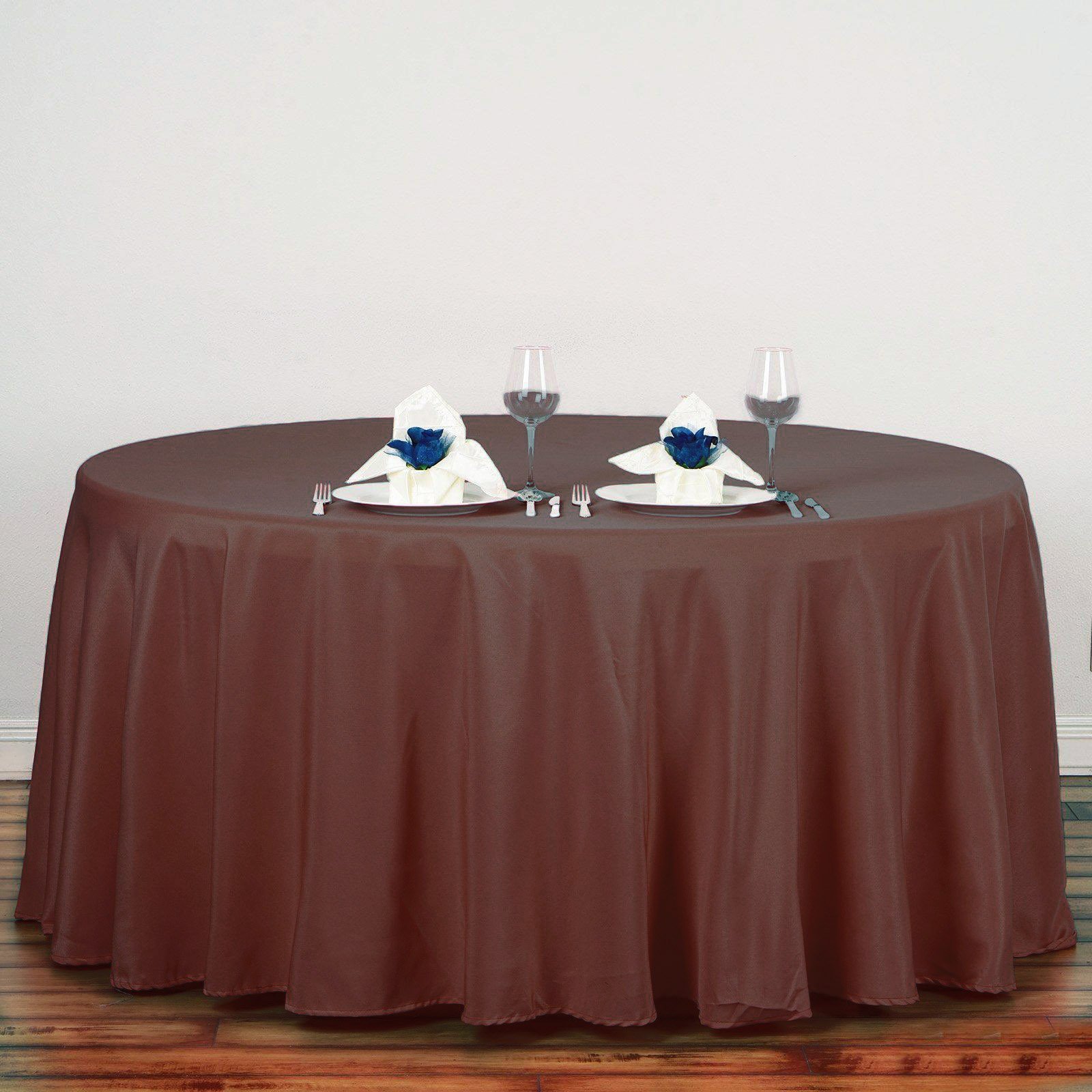 132-Inch Polyester Round Tablecloth Decoration Supplies Dinner Wedding Linens - Picture 55 of 228