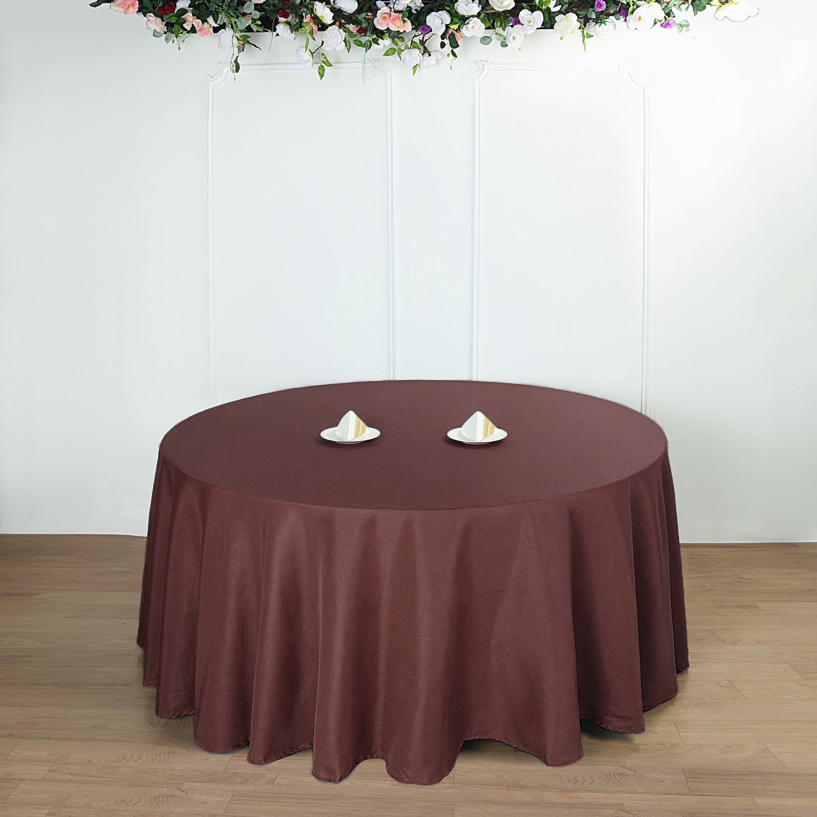 132-Inch Polyester Round Tablecloth Decoration Supplies Dinner Wedding Linens - Picture 52 of 228