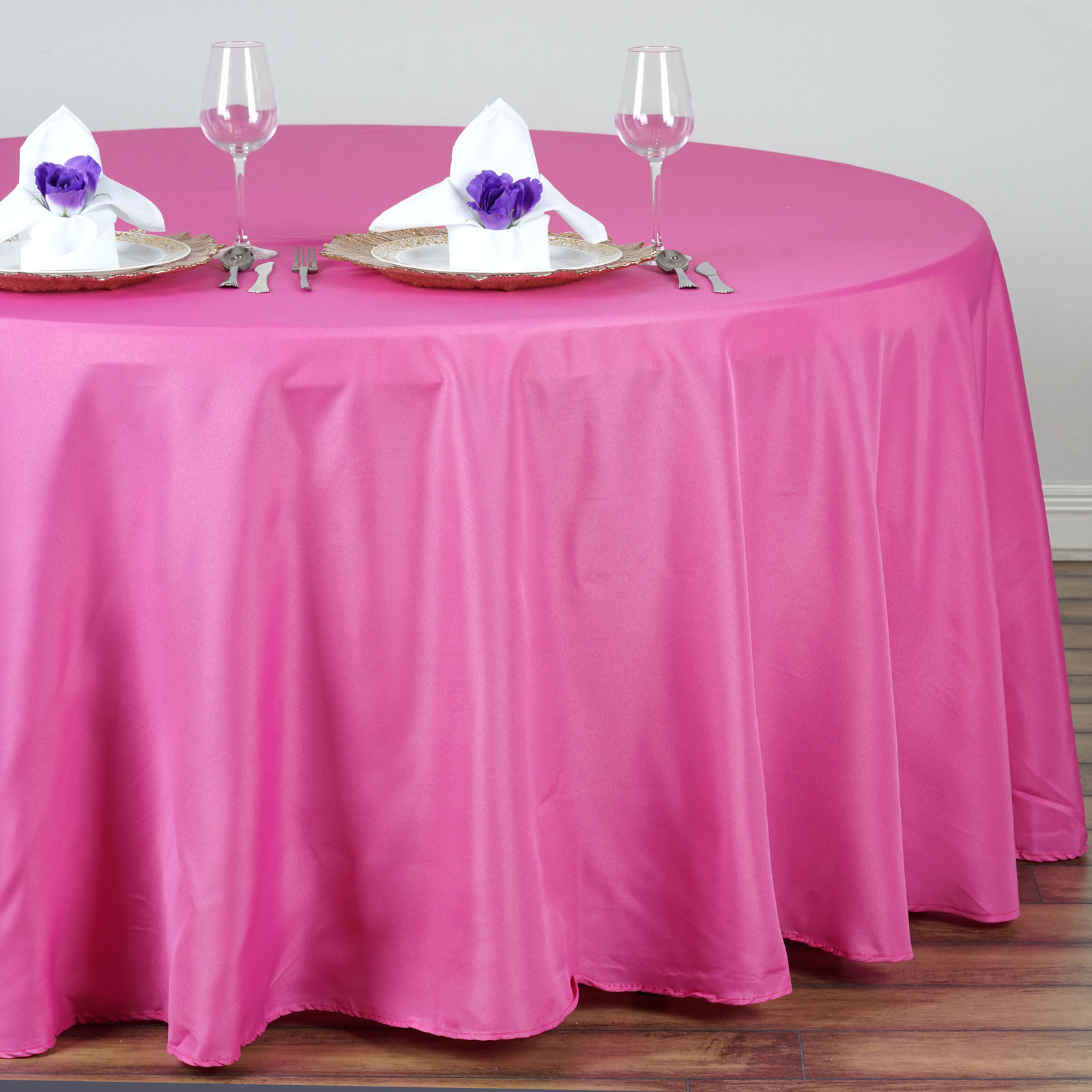 132-Inch Polyester Round Tablecloth Decoration Supplies Dinner Wedding Linens - Picture 88 of 228
