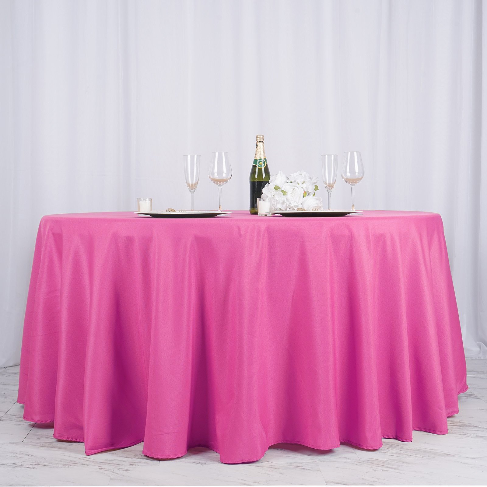 132-Inch Polyester Round Tablecloth Decoration Supplies Dinner Wedding Linens - Picture 92 of 228