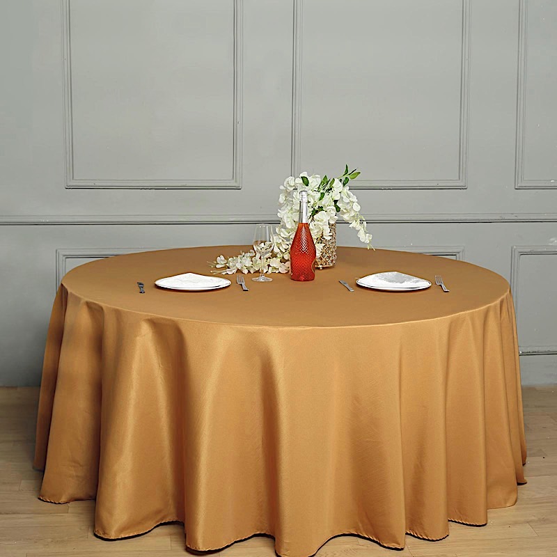 132-Inch Polyester Round Tablecloth Decoration Supplies Dinner Wedding Linens - Picture 96 of 228