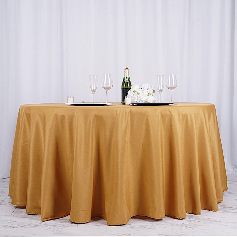 132-Inch Polyester Round Tablecloth Decoration Supplies Dinner Wedding Linens - Picture 97 of 228