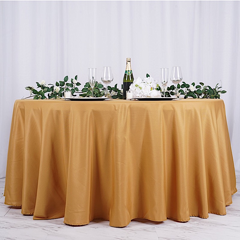 132-Inch Polyester Round Tablecloth Decoration Supplies Dinner Wedding Linens - Picture 100 of 228