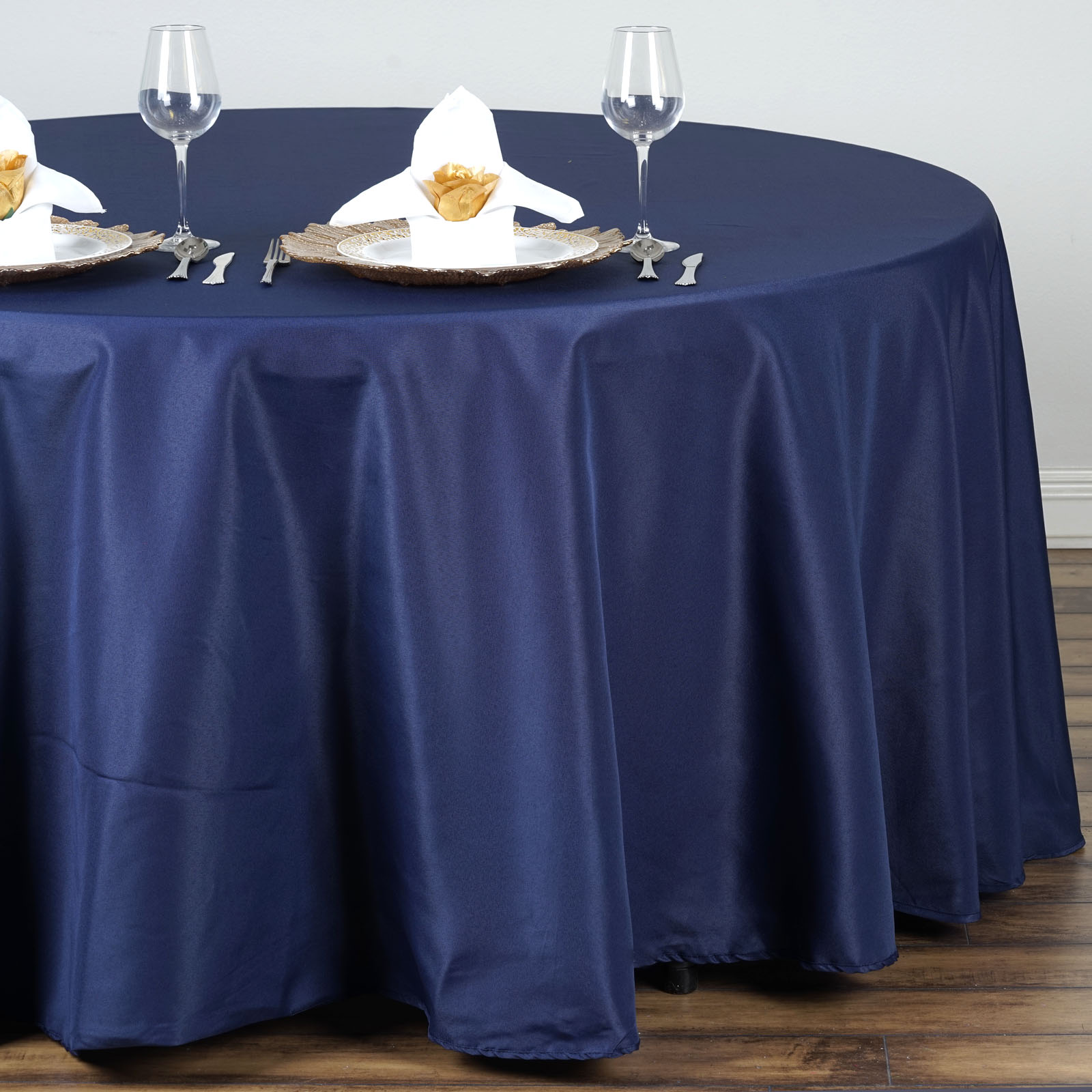 132-Inch Polyester Round Tablecloth Decoration Supplies Dinner Wedding Linens - Picture 125 of 228