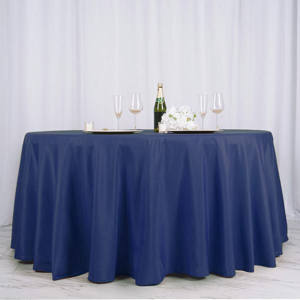 132-Inch Polyester Round Tablecloth Decoration Supplies Dinner Wedding Linens - Picture 130 of 228