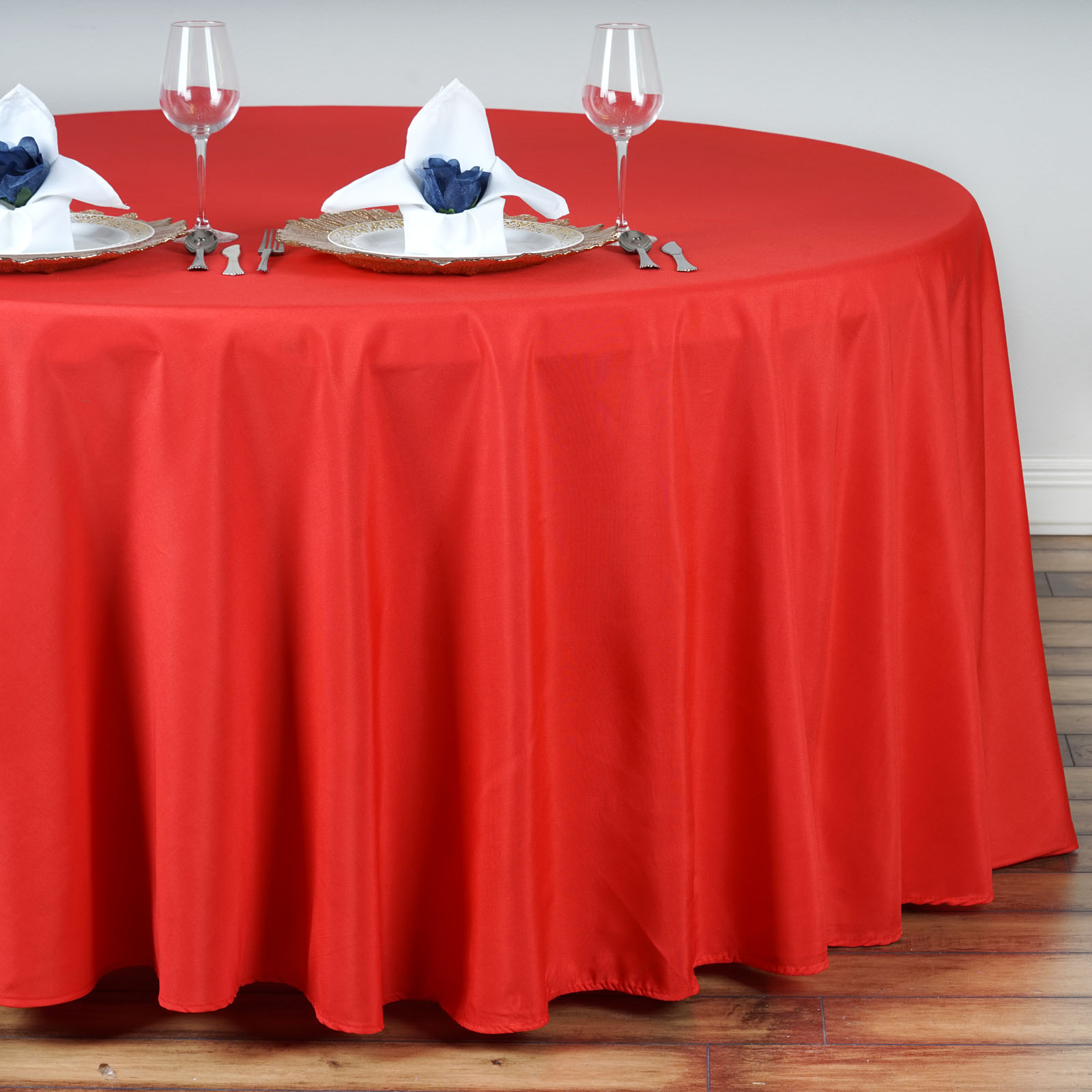 132-Inch Polyester Round Tablecloth Decoration Supplies Dinner Wedding Linens - Picture 167 of 228